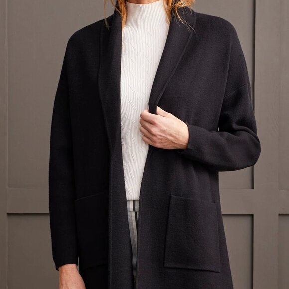 Tribal Womens Long Sleeve Coatigan Jacket w/ Pockets Open Front Black Size Small - Picture 1 of 2